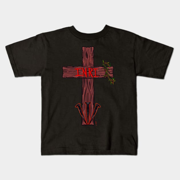 Wooden cross Kids T-Shirt by Chillateez 